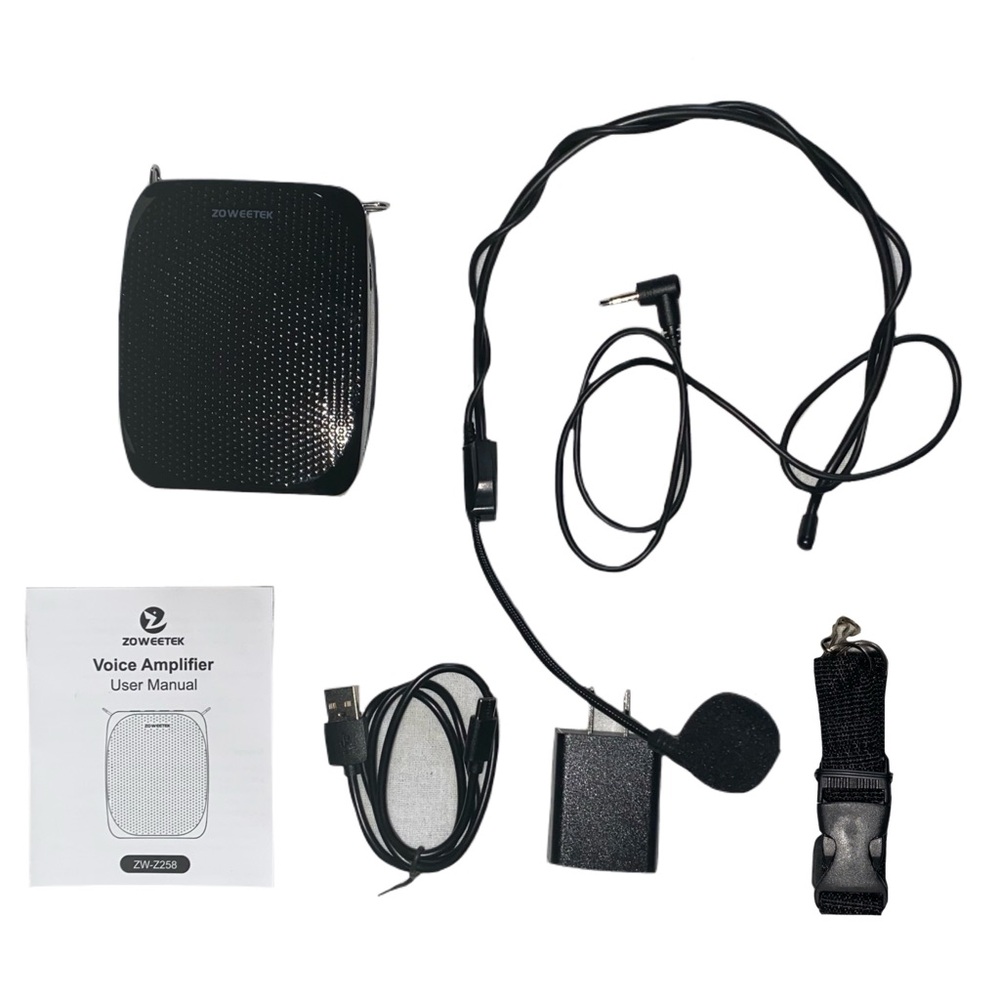 ZOWEETEK ZW-Z258 Portable Rechargeable Mini Voice Amplifier Kit, Black